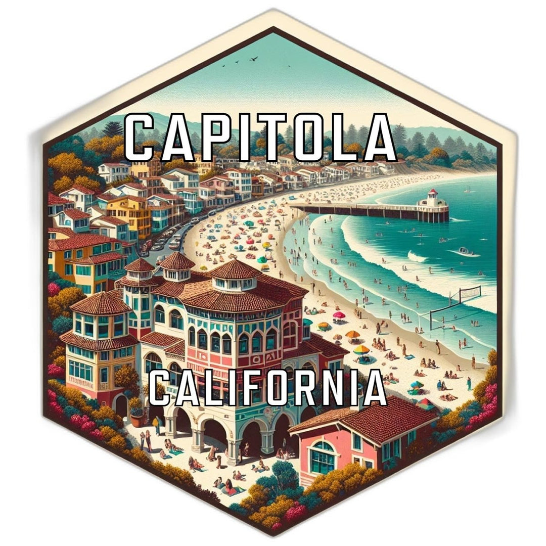 Capitola California Souvenir Travel Destination Die Cut Hexagon Fridge Magnet Image 1