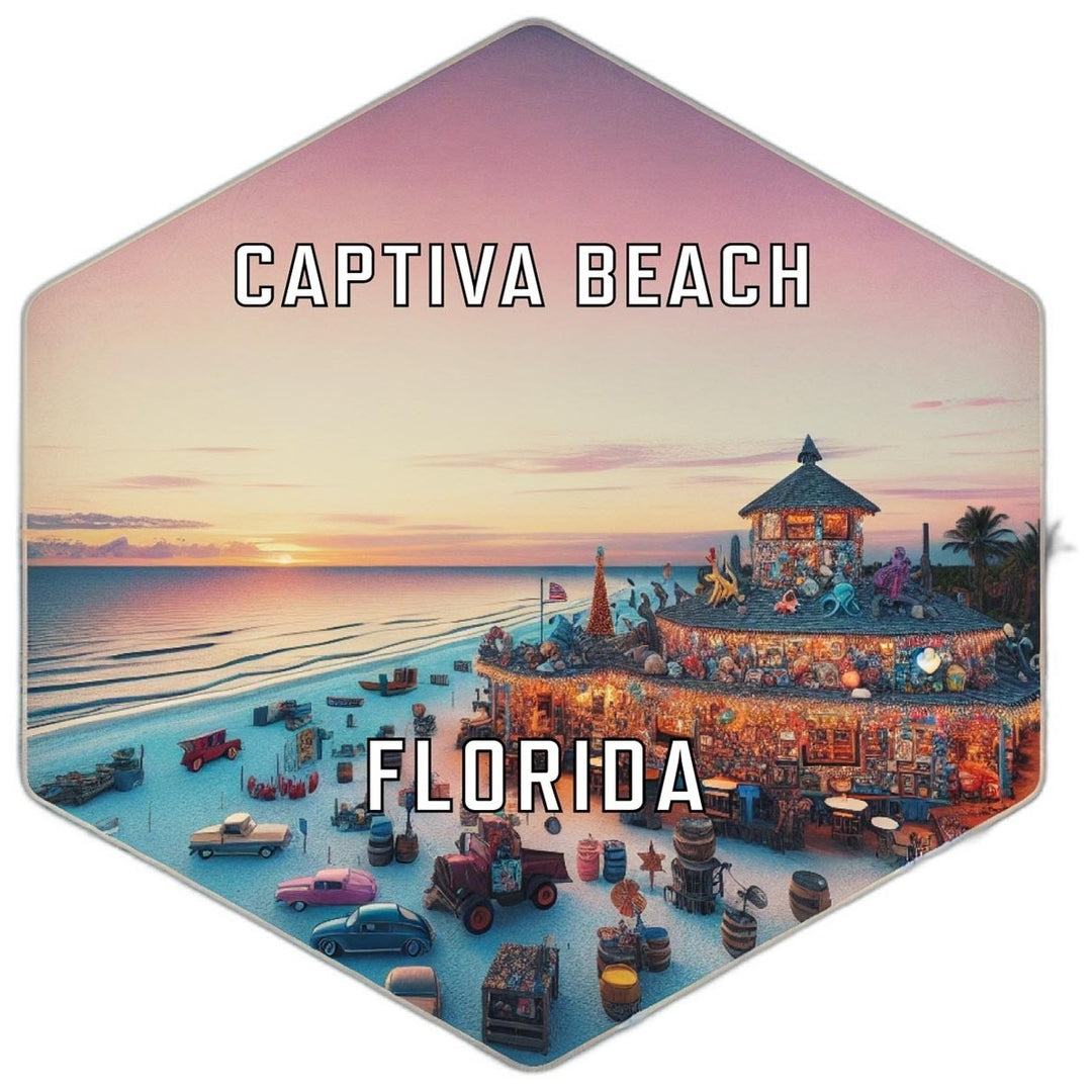 Captiva Beach Florida Souvenir Travel Destination Die Cut Hexagon Fridge Magnet Image 1