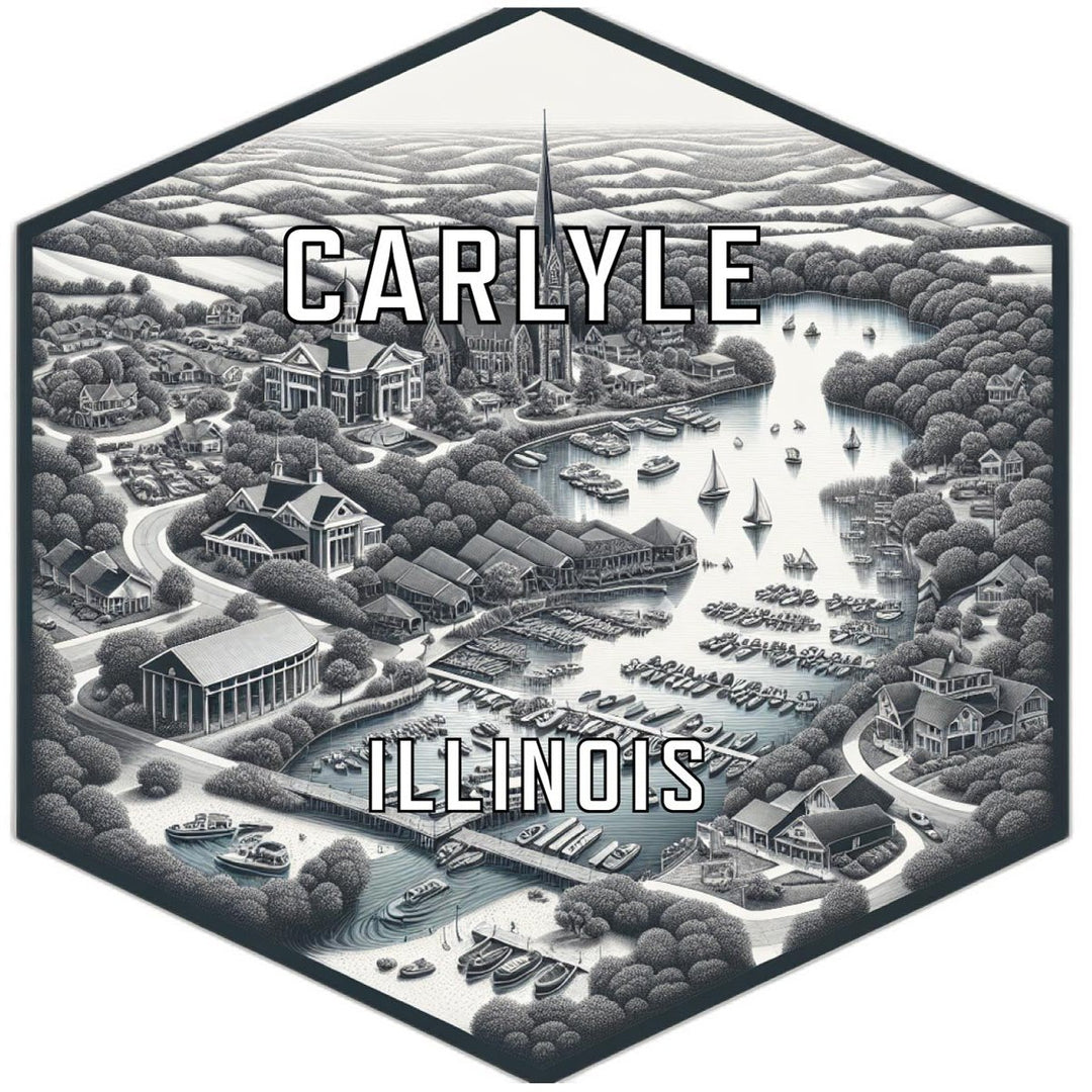 Carlyle Illinois Souvenir Travel Destination Die Cut Hexagon Fridge Magnet Image 1