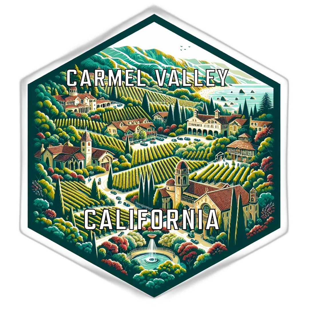 Carmel Valley California Souvenir Travel Destination Die Cut Hexagon Fridge Magnet Image 1