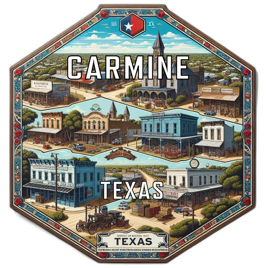 Carmine Texas Souvenir Travel Destination Die Cut Hexagon Fridge Magnet Image 1