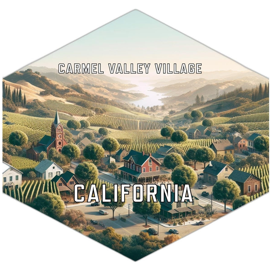 Carmel Valley Village California Souvenir Travel Destination Die Cut Hexagon Fridge Magnet Image 1