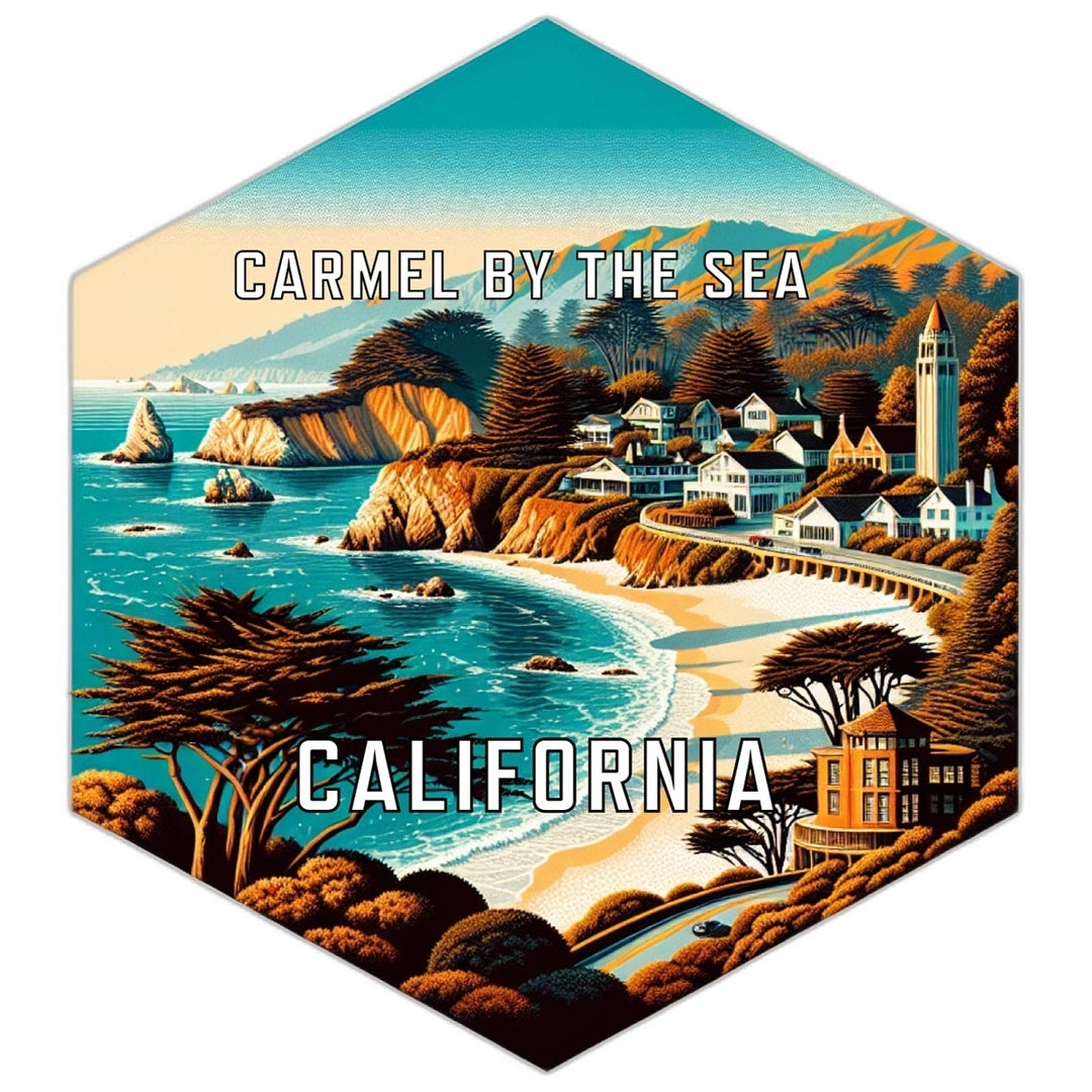 Carmel By The Sea California Souvenir Travel Destination Die Cut Hexagon Fridge Magnet Image 1