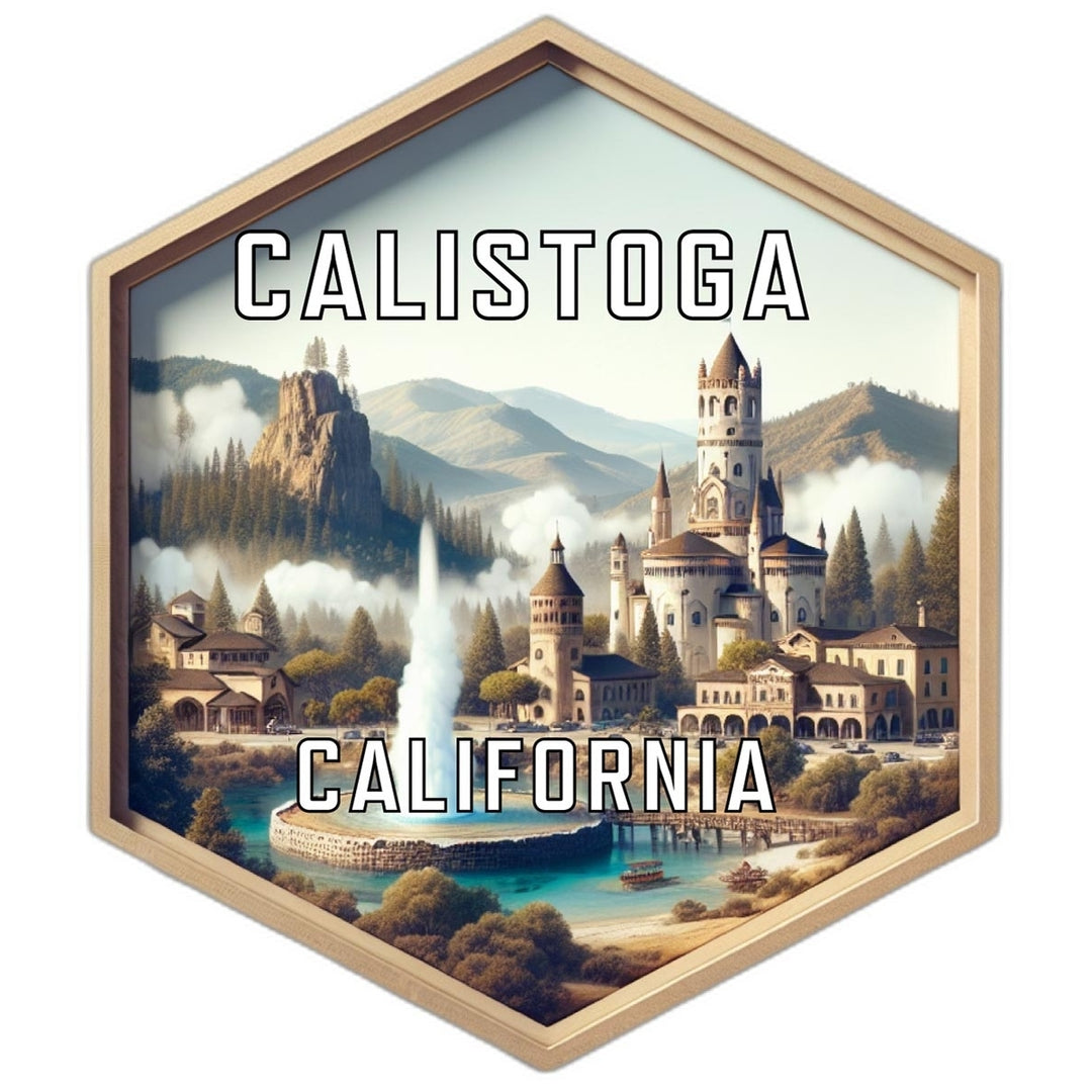 Calistoga California Souvenir Travel Destination Die Cut Hexagon Fridge Magnet Image 1