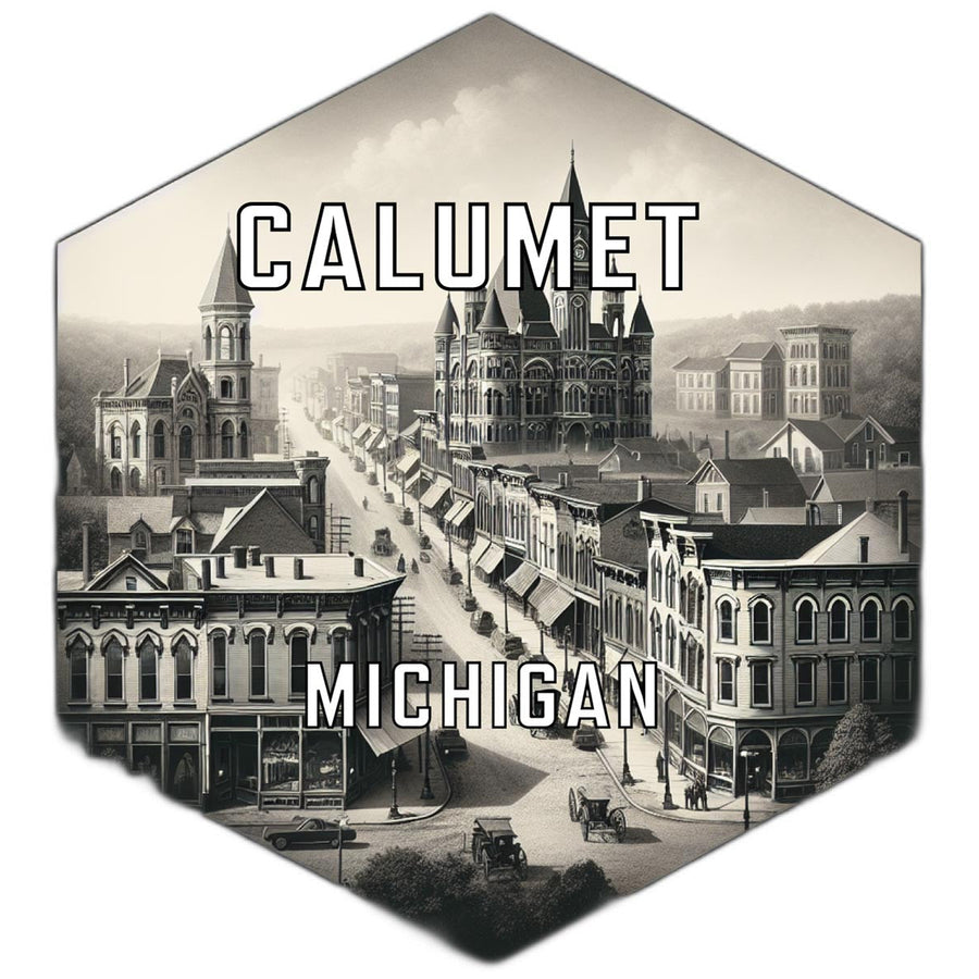 Calumet Michigan Souvenir Travel Destination Die Cut Hexagon Fridge Magnet Image 1