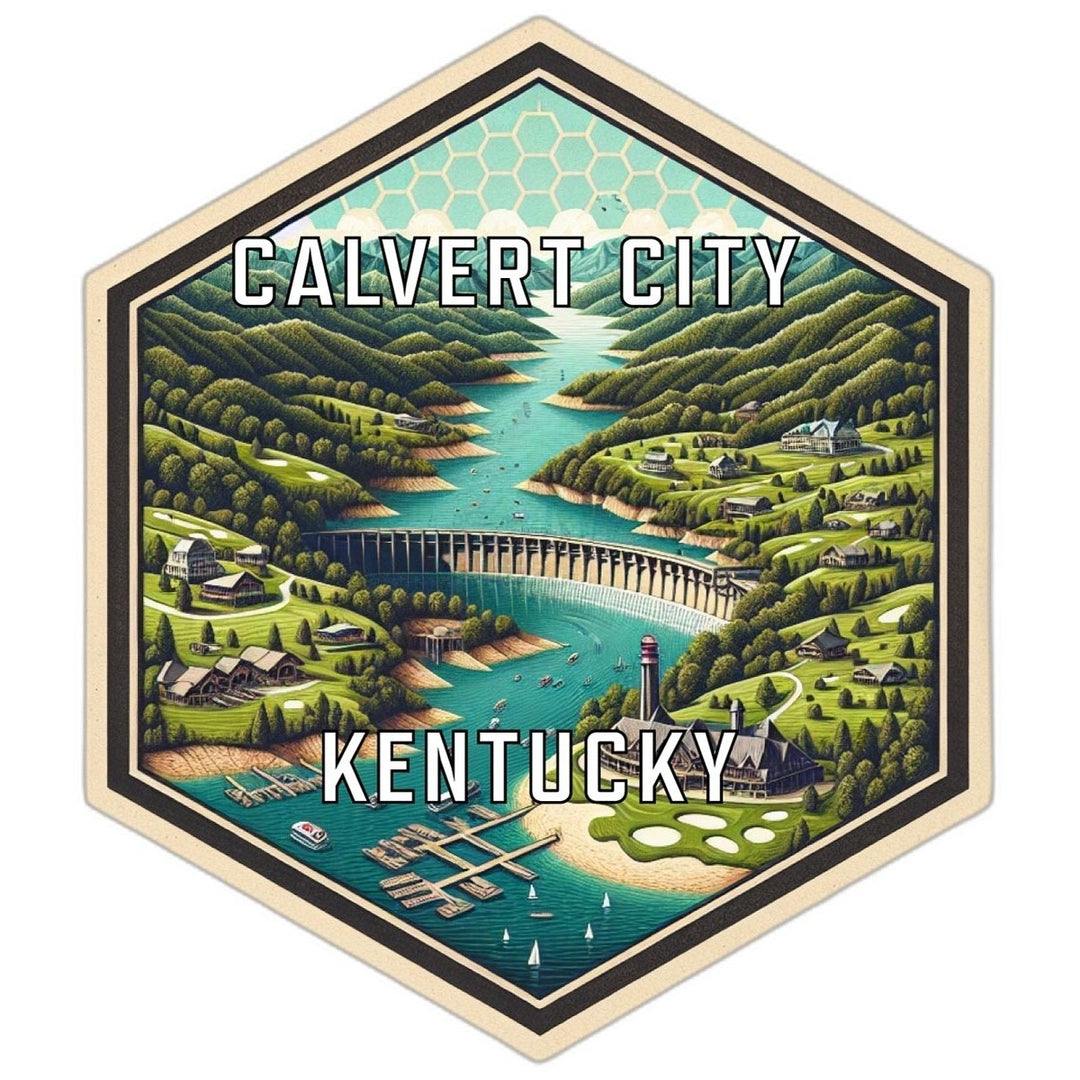 Calvert City Kentucky Souvenir Travel Destination Die Cut Hexagon Fridge Magnet Image 1