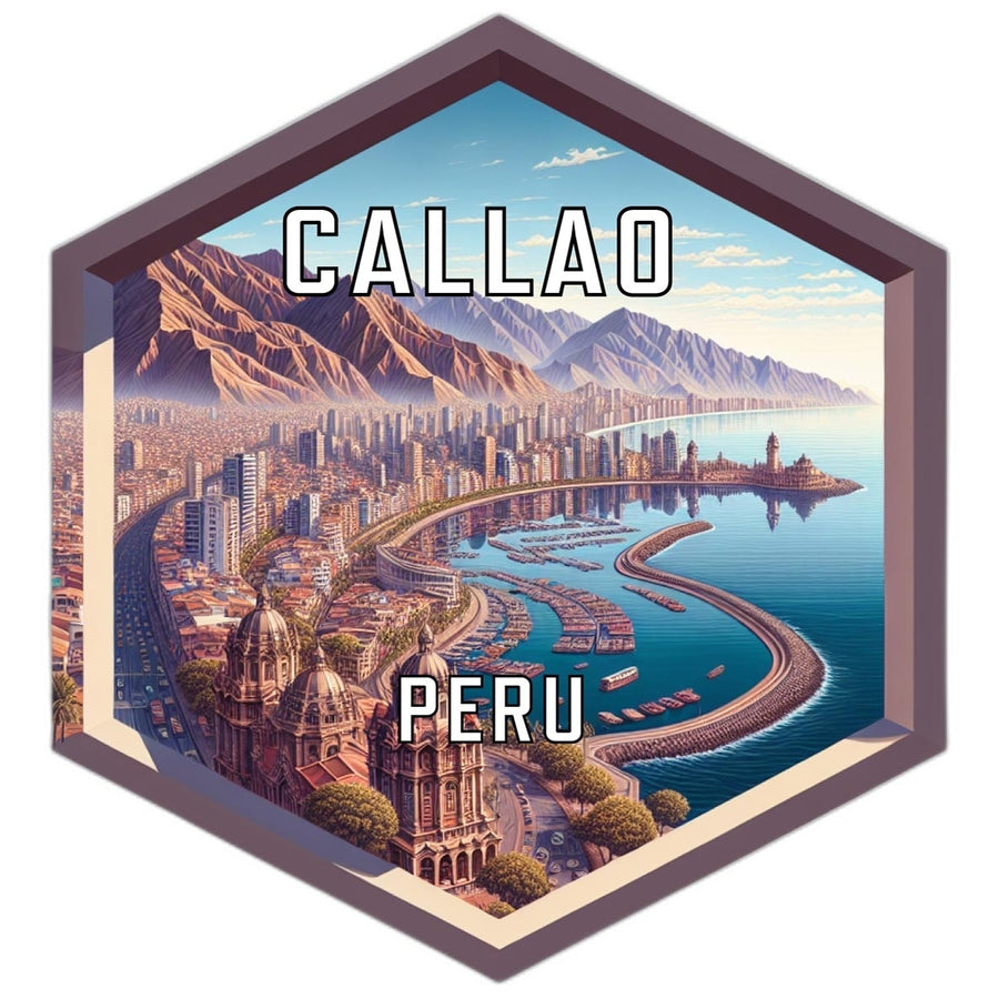 Callao Peru Souvenir Travel Destination Die Cut Hexagon Fridge Magnet Image 1