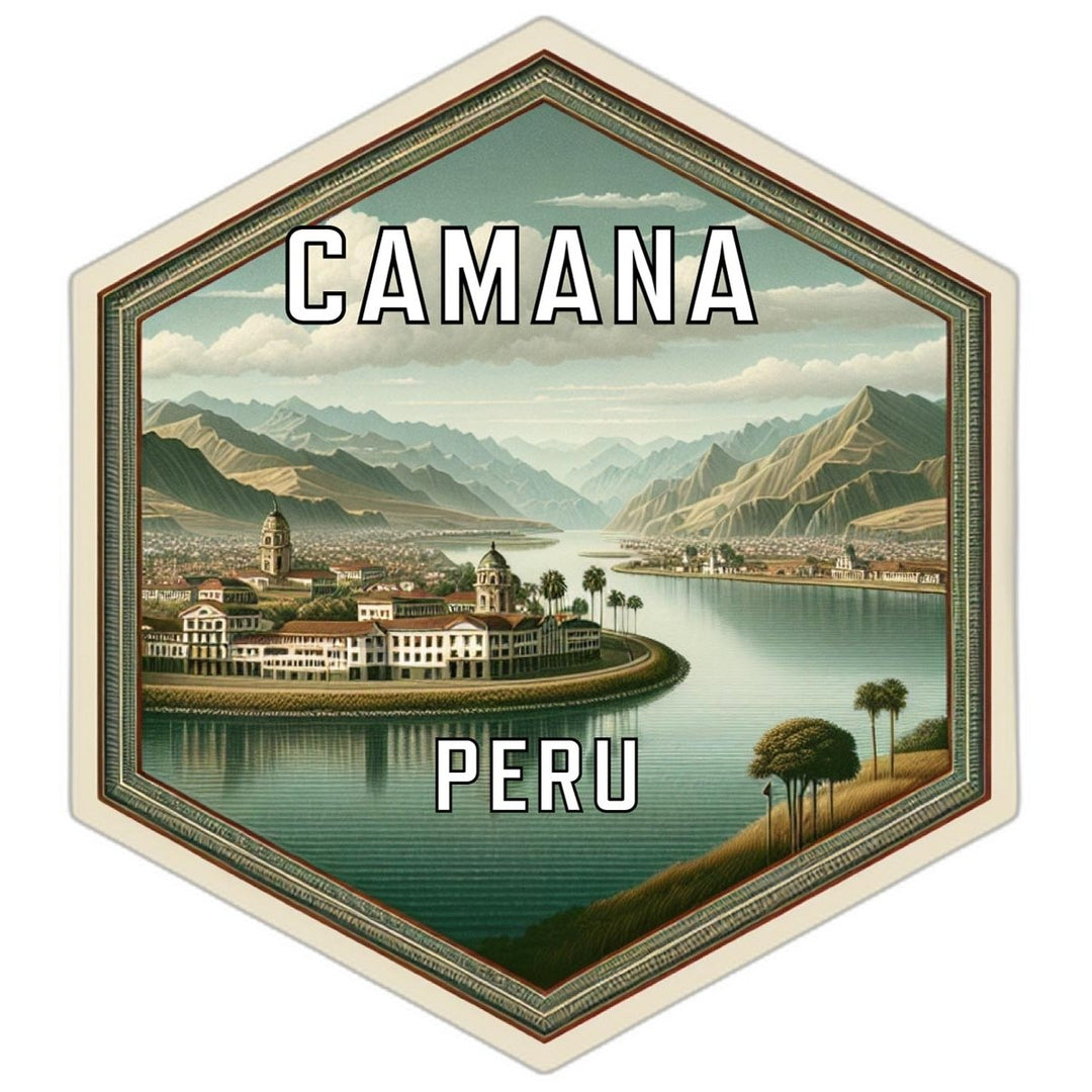 Camana Peru Souvenir Travel Destination Die Cut Hexagon Fridge Magnet Image 1