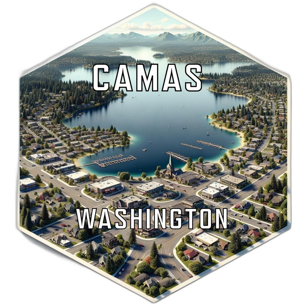 Camas Washington Souvenir Travel Destination Die Cut Hexagon Fridge Magnet Image 1