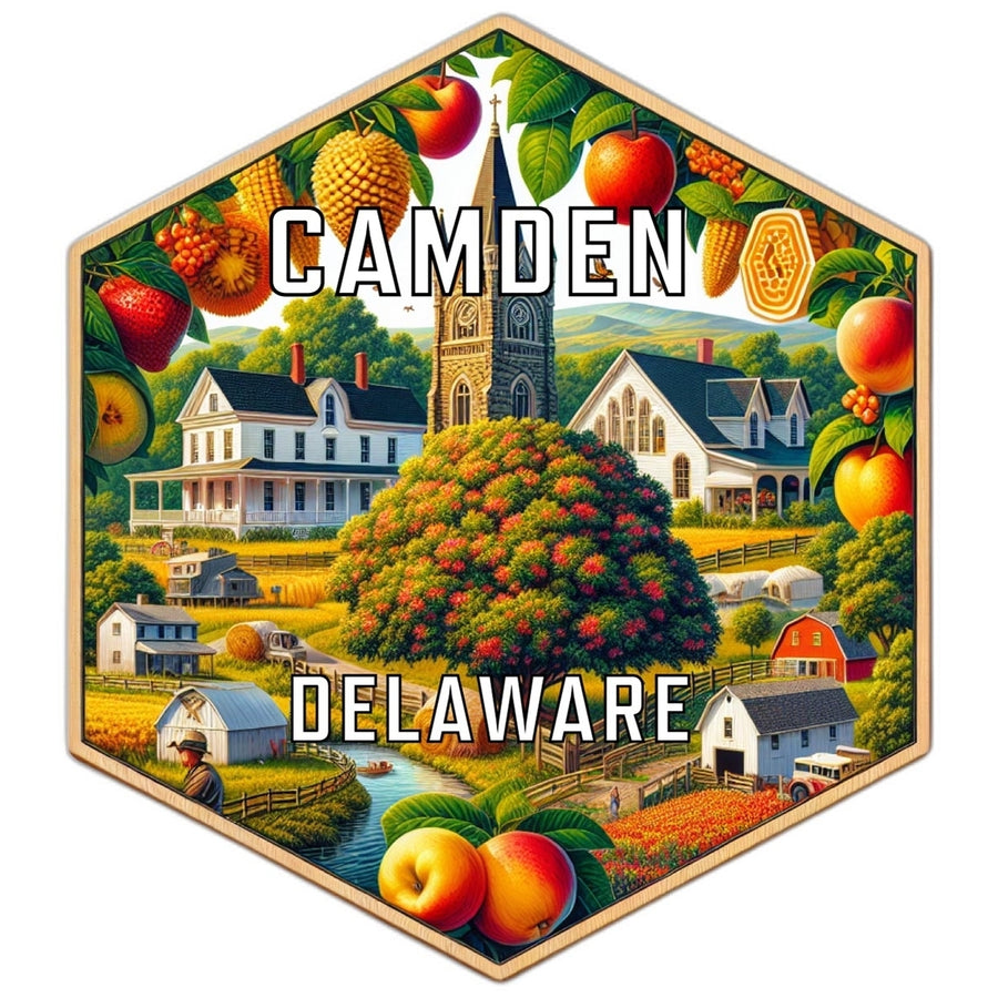 Camden Delaware Souvenir Travel Destination Die Cut Hexagon Fridge Magnet Image 1