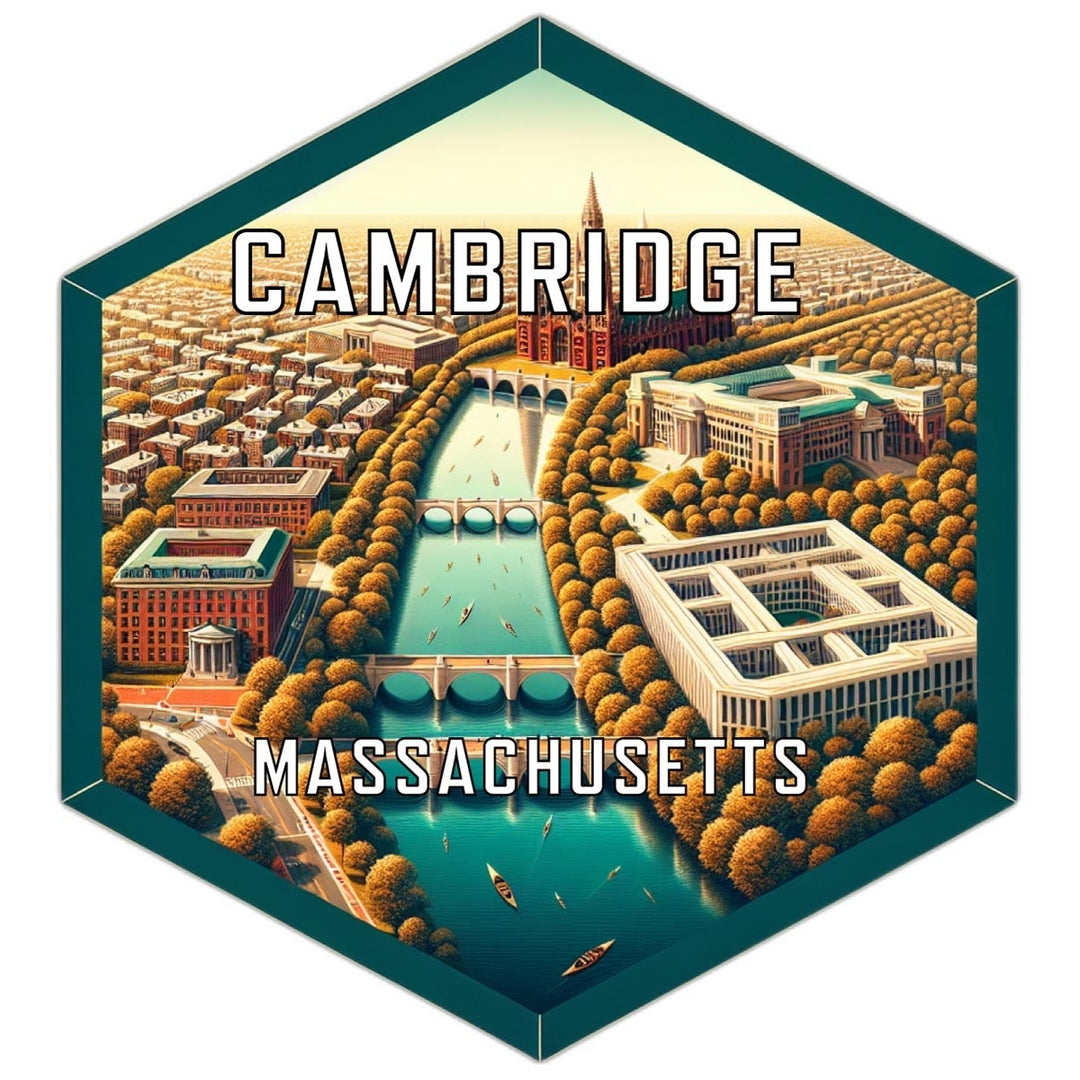 Cambridge Massachusetts Souvenir Travel Destination Die Cut Hexagon Fridge Magnet Image 1