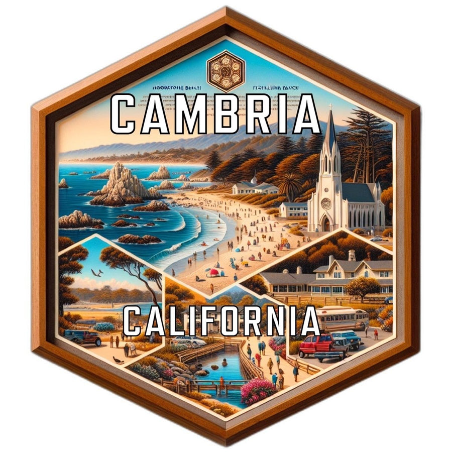 Cambria California Souvenir Travel Destination Die Cut Hexagon Fridge Magnet Image 1