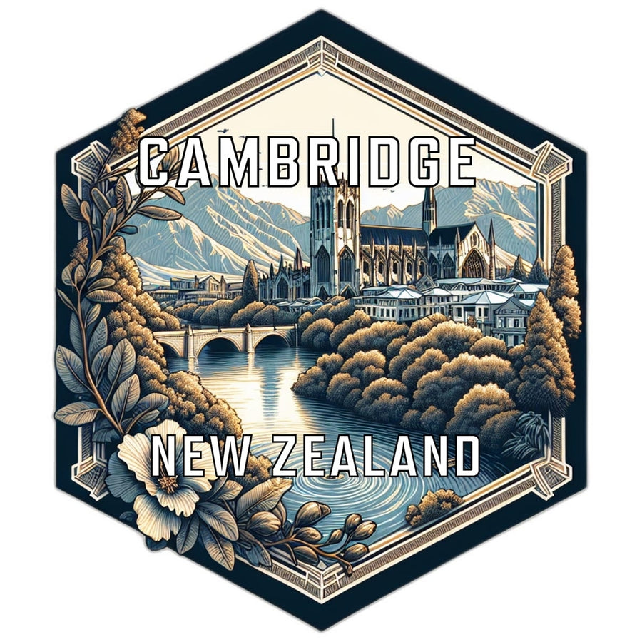 Cambridge Zealand Souvenir Travel Destination Die Cut Hexagon Fridge Magnet Image 1