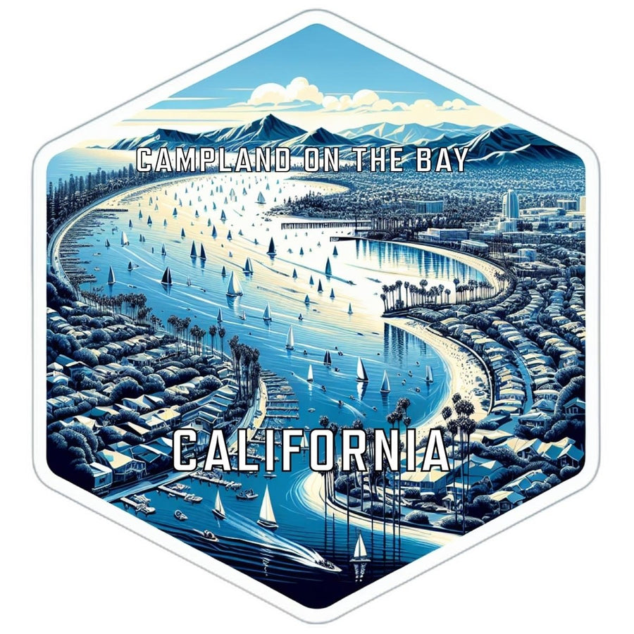 Campland On The Bay California Souvenir Travel Destination Die Cut Hexagon Fridge Magnet Image 1