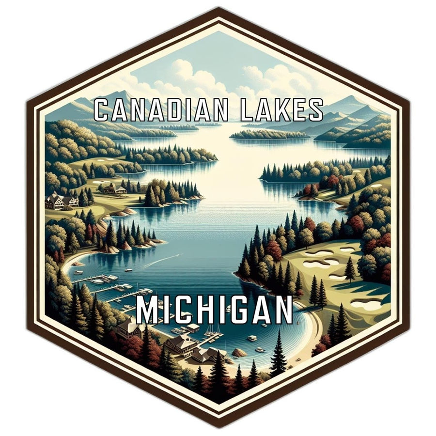 Canadian Lakes Michigan Souvenir Travel Destination Die Cut Hexagon Fridge Magnet Image 1