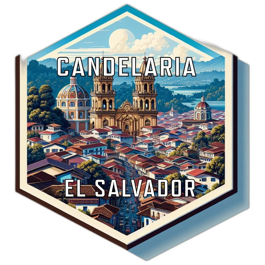 Candelaria El Salvador Souvenir Travel Destination Die Cut Hexagon Fridge Magnet Image 1