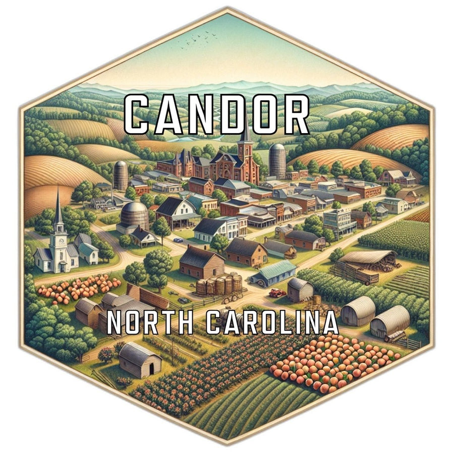 Candor North Carolina Souvenir Travel Destination Die Cut Hexagon Fridge Magnet Image 1