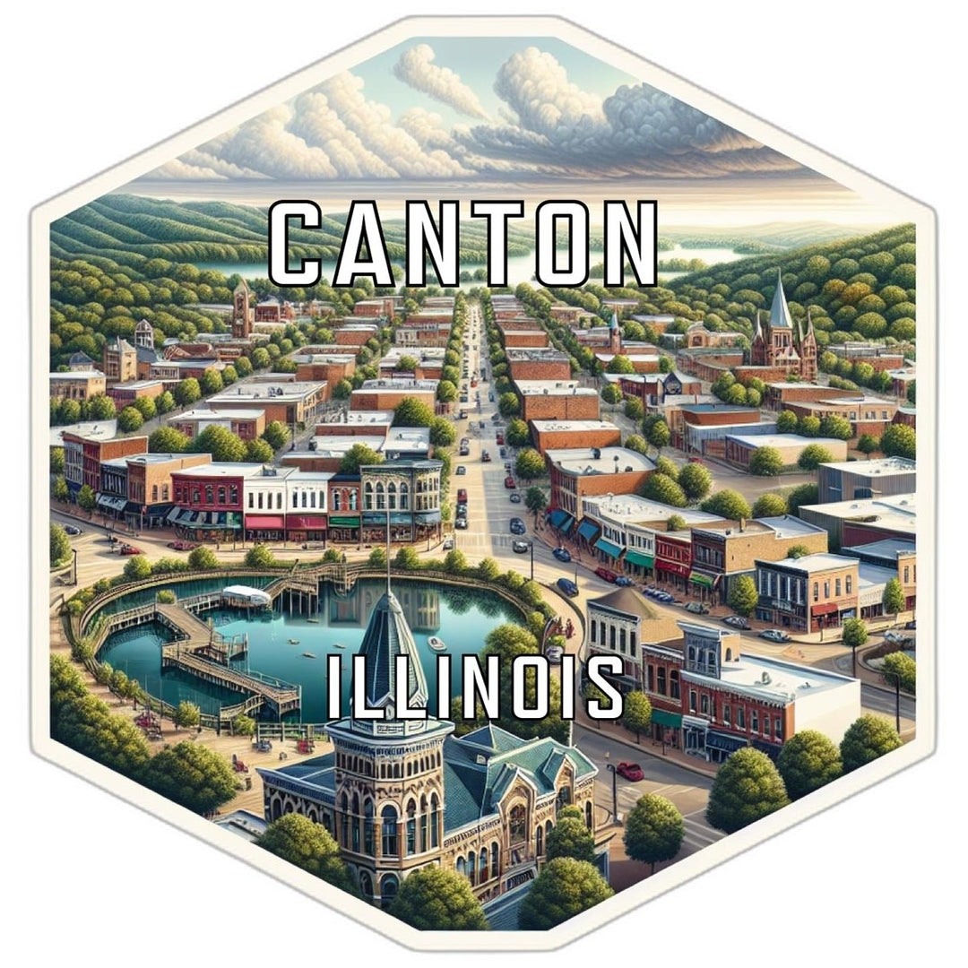 Canton Illinois Souvenir Travel Destination Die Cut Hexagon Fridge Magnet Image 1