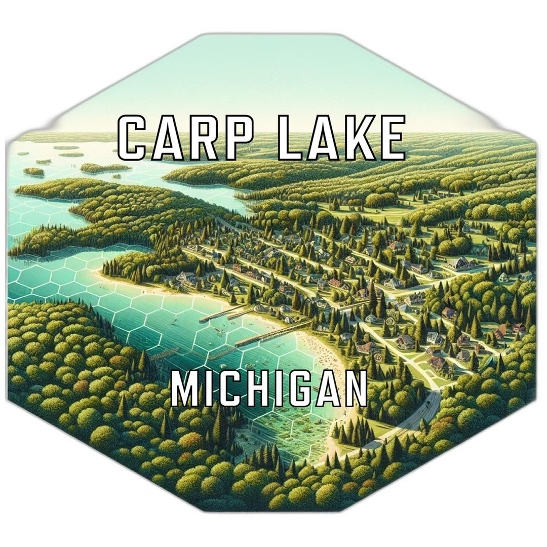 Carp Lake Michigan Souvenir Travel Destination Die Cut Hexagon Fridge Magnet Image 1