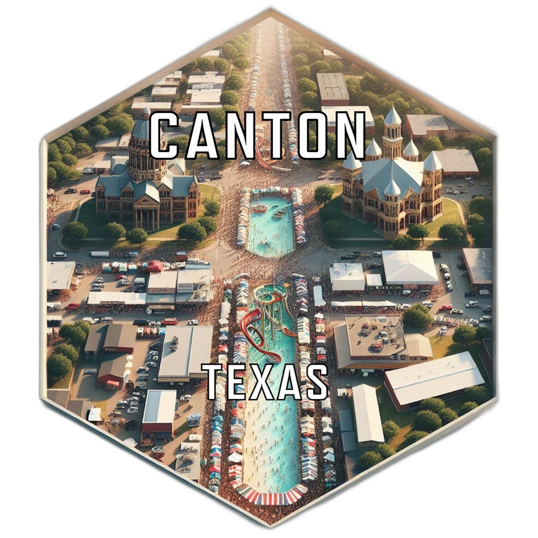 Canton Texas Souvenir Travel Destination Die Cut Hexagon Fridge Magnet Image 1