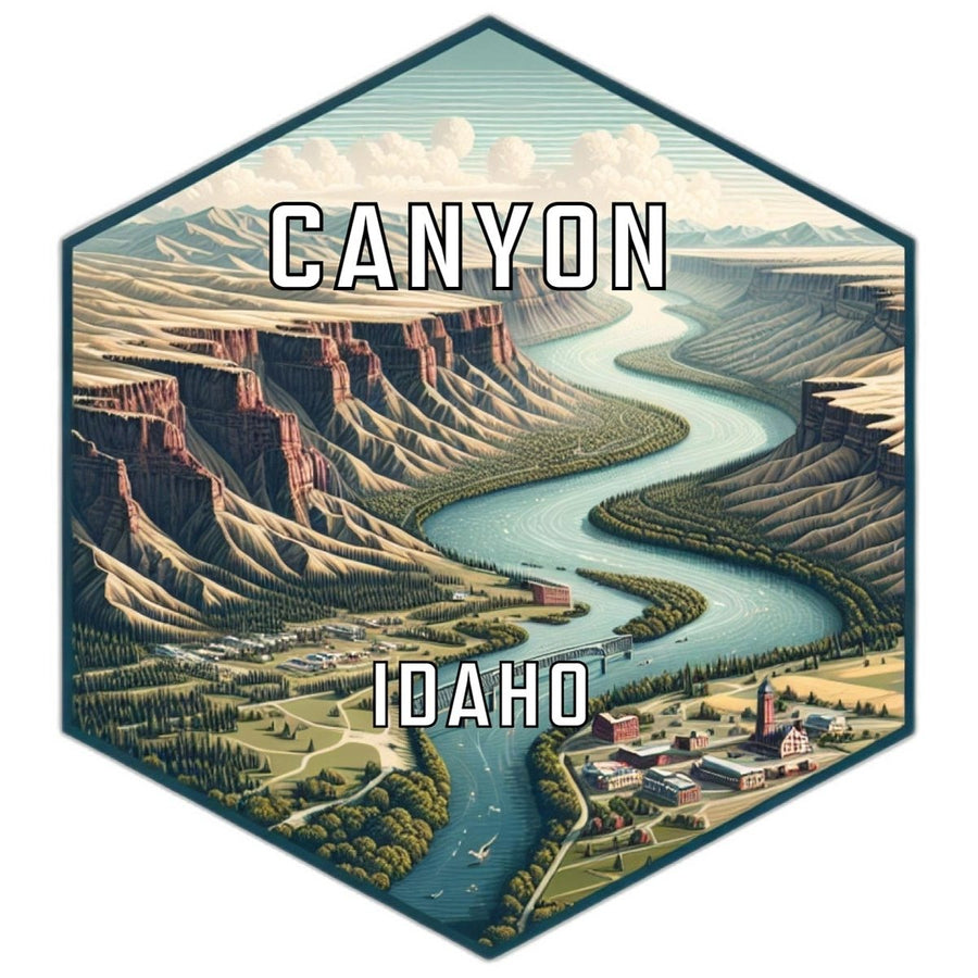 Canyon Idaho Souvenir Travel Destination Die Cut Hexagon Fridge Magnet Image 1