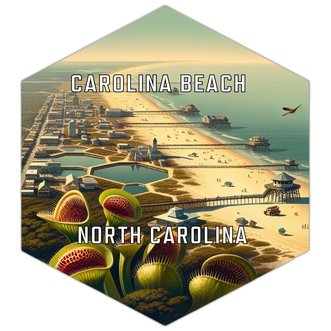 Carolina Beach North Carolina Souvenir Travel Destination Die Cut Hexagon Fridge Magnet Image 1