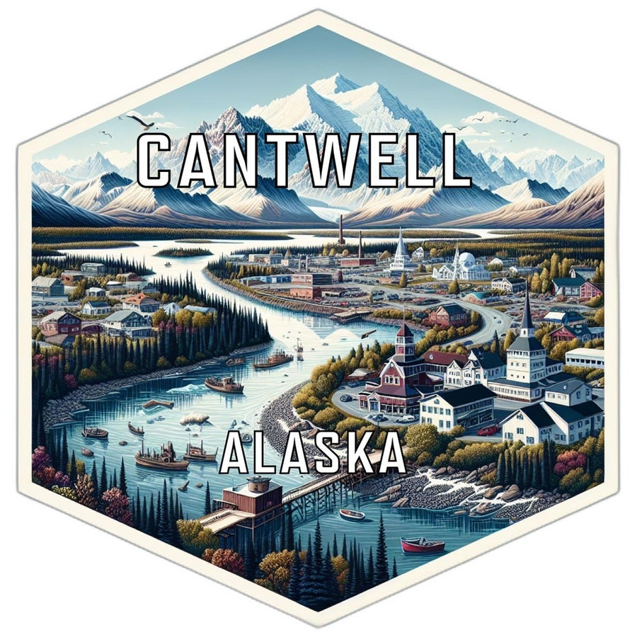 Cantwell Alaska Souvenir Travel Destination Die Cut Hexagon Fridge Magnet Image 1