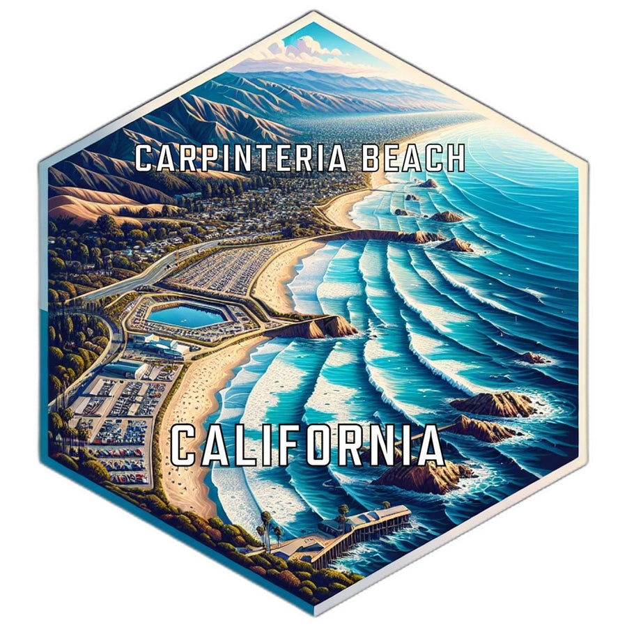 Carpinteria Beach California Souvenir Travel Destination Die Cut Hexagon Fridge Magnet Image 1