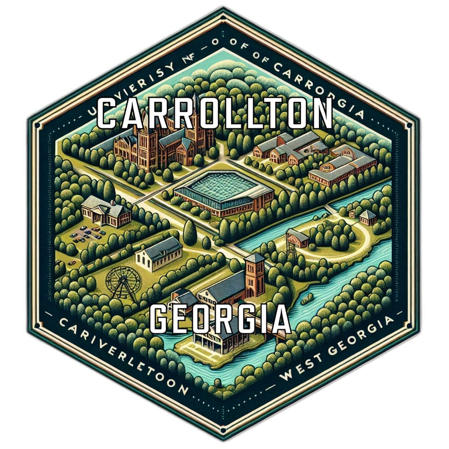 Carrollton Georgia Souvenir Travel Destination Die Cut Hexagon Fridge Magnet Image 1