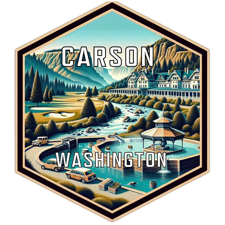 Carson Washington Souvenir Travel Destination Die Cut Hexagon Fridge Magnet Image 1