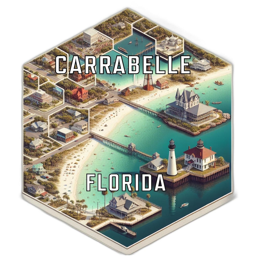 Carrabelle Florida Souvenir Travel Destination Die Cut Hexagon Fridge Magnet Image 1