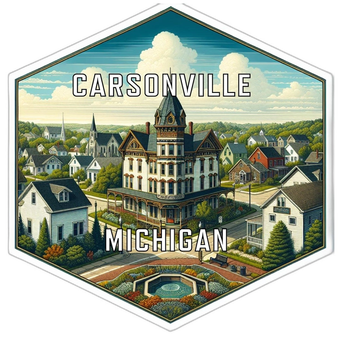 Carsonville Michigan Souvenir Travel Destination Die Cut Hexagon Fridge Magnet Image 1