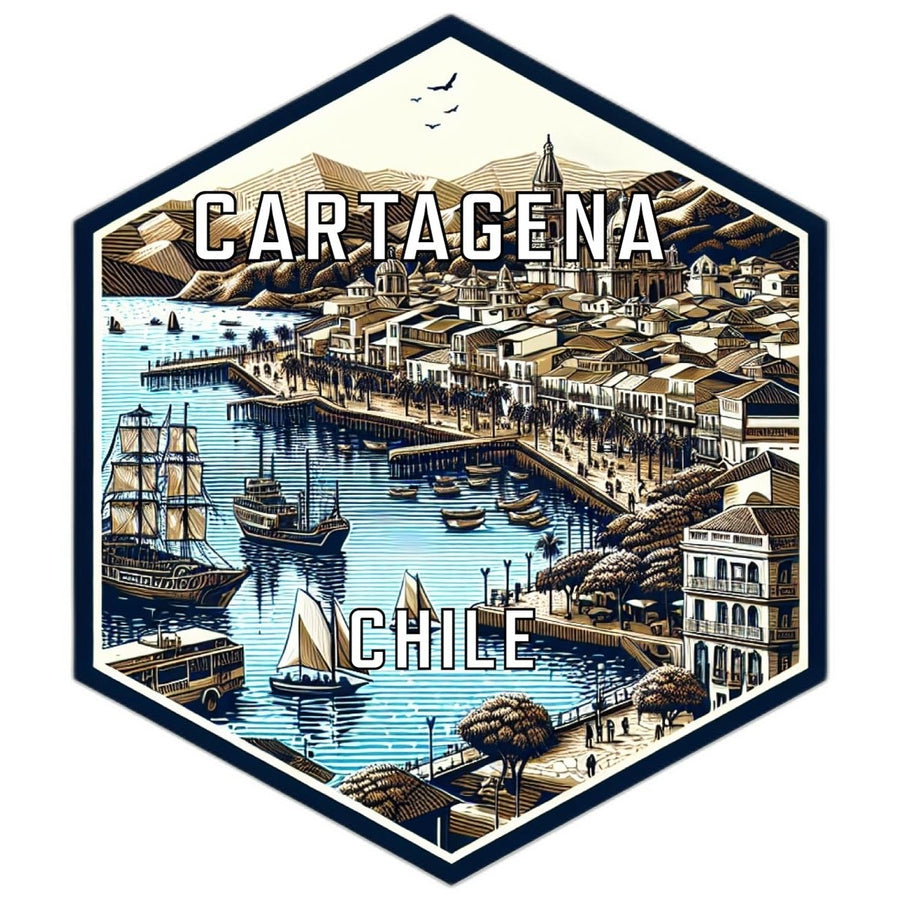 Cartagena Chile Souvenir Travel Destination Die Cut Hexagon Fridge Magnet Image 1