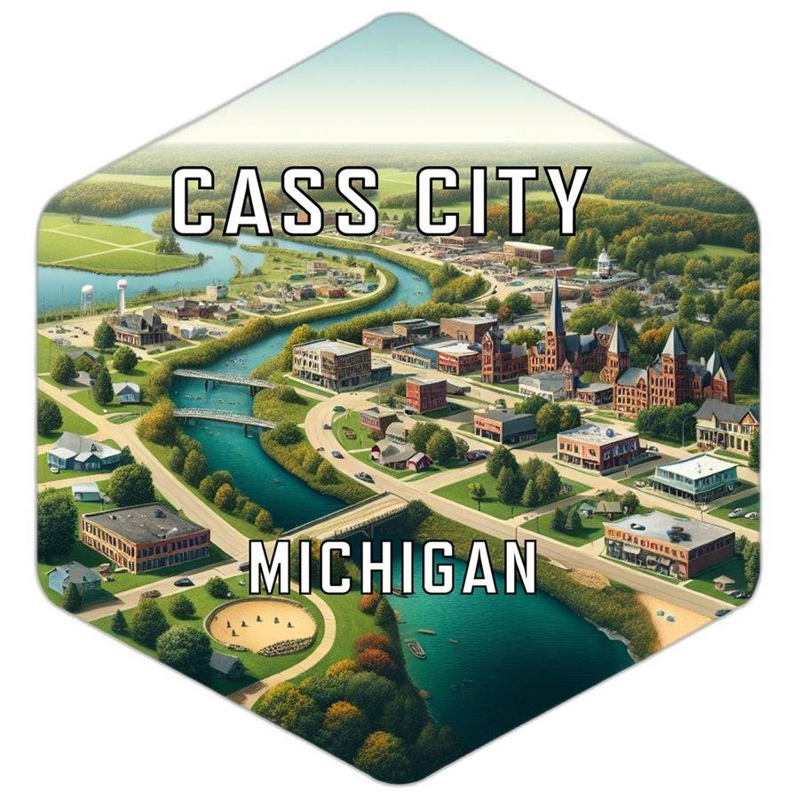 Cass City Michigan Souvenir Travel Destination Die Cut Hexagon Fridge Magnet Image 1