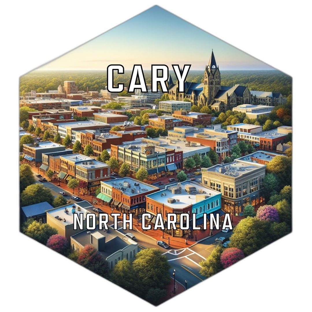 Cary North Carolina Souvenir Travel Destination Die Cut Hexagon Fridge Magnet Image 1