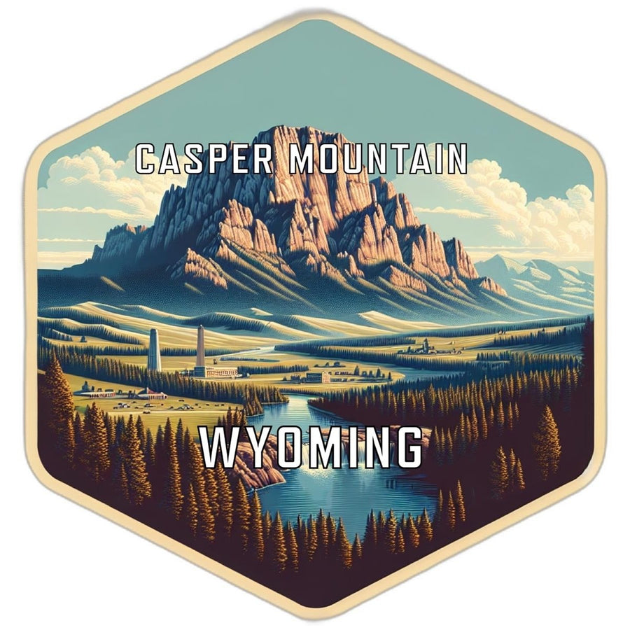 Casper Mountain Wyoming Souvenir Travel Destination Die Cut Hexagon Fridge Magnet Image 1