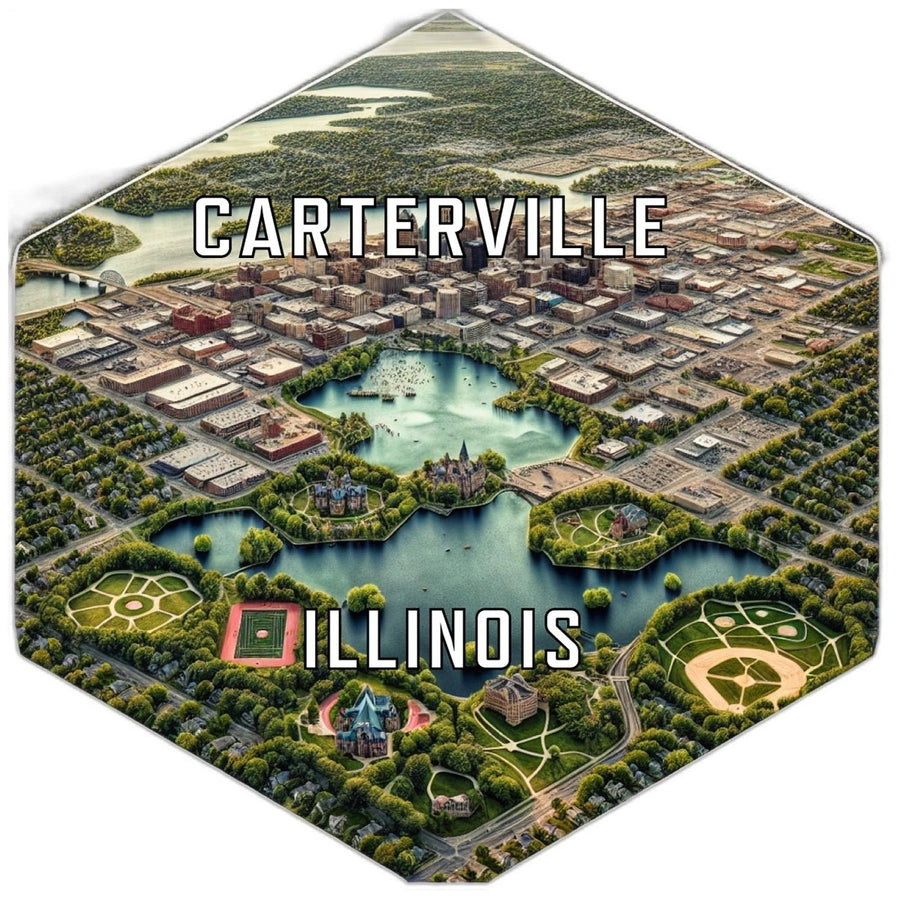 Carterville Illinois Souvenir Travel Destination Die Cut Hexagon Fridge Magnet Image 1