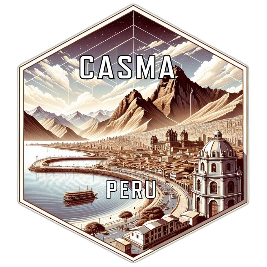 Casma Peru Souvenir Travel Destination Die Cut Hexagon Fridge Magnet Image 1