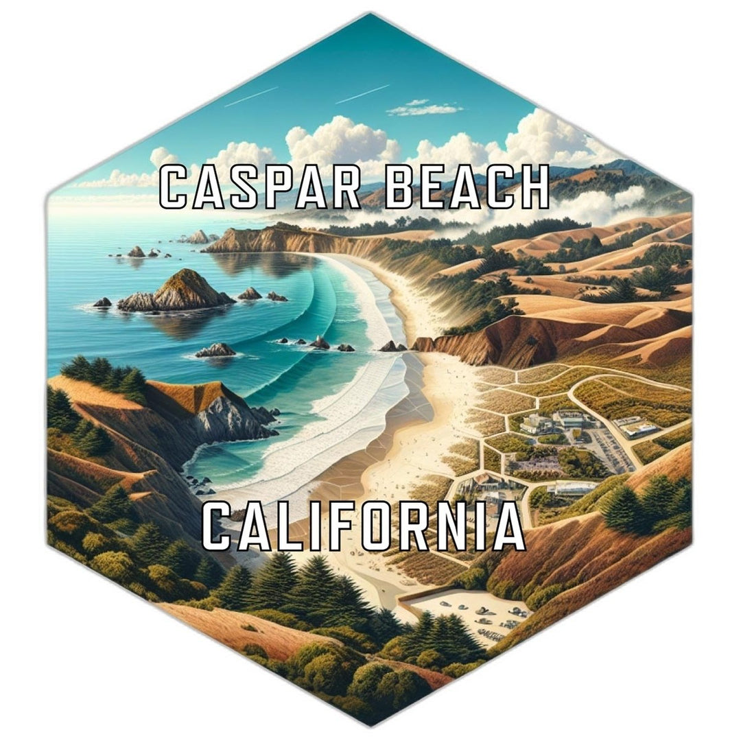 Caspar Beach California Souvenir Travel Destination Die Cut Hexagon Fridge Magnet Image 1