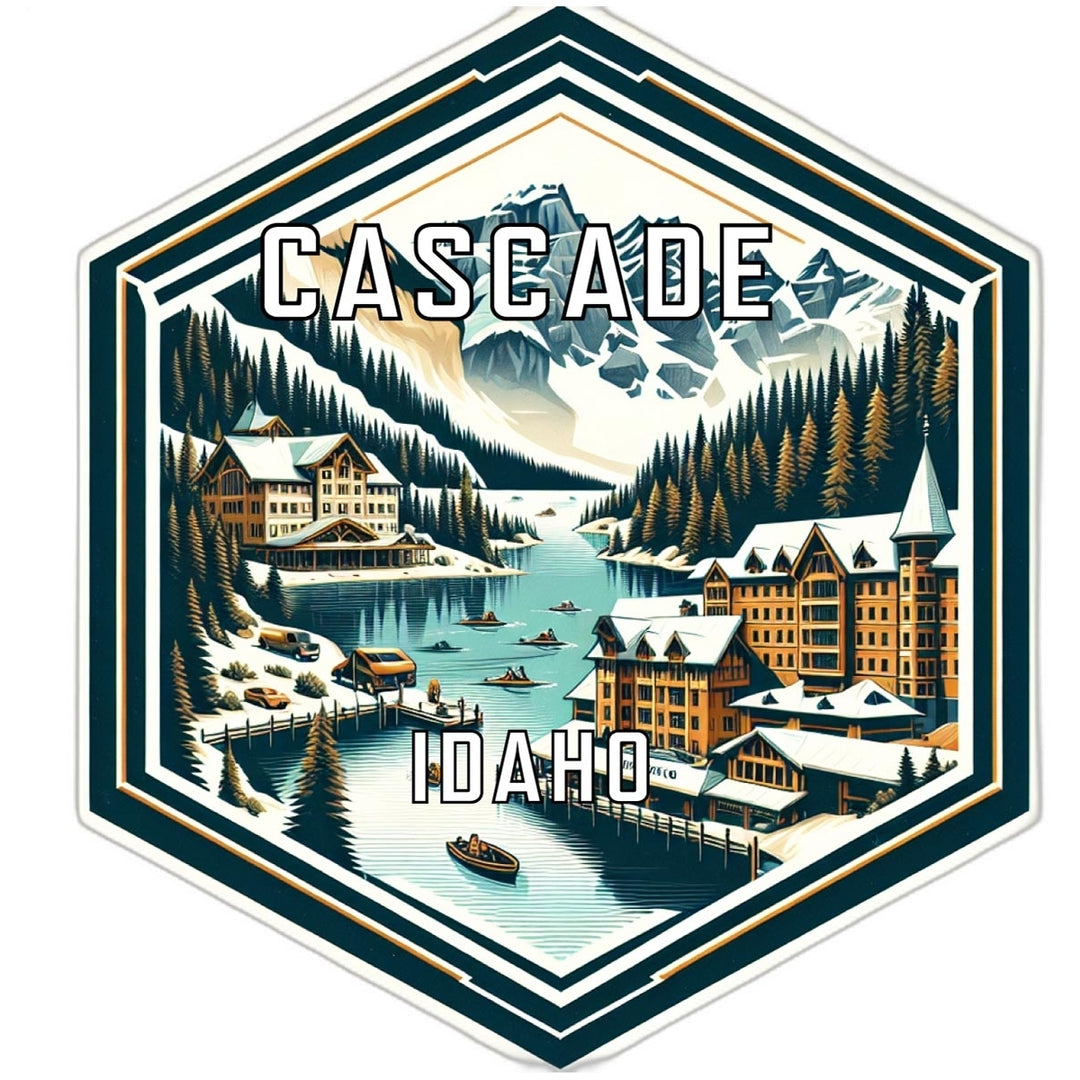 Cascade Idaho Souvenir Travel Destination Die Cut Hexagon Fridge Magnet Image 1