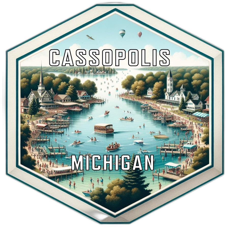 Cassopolis Michigan Souvenir Travel Destination Die Cut Hexagon Fridge Magnet Image 1