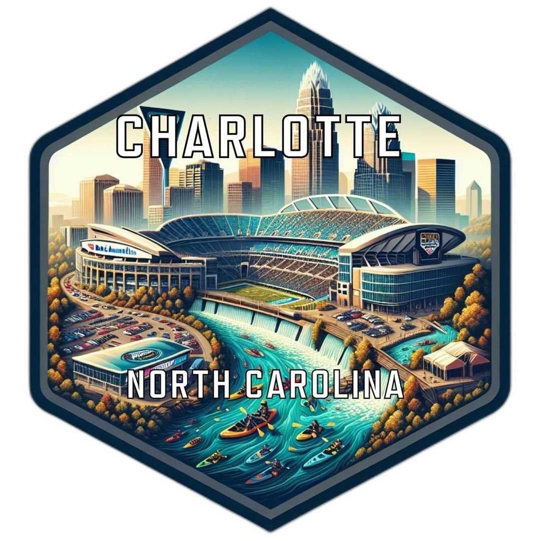 Charlotte North Carolina Souvenir Travel Destination Die Cut Hexagon Fridge Magnet Image 1