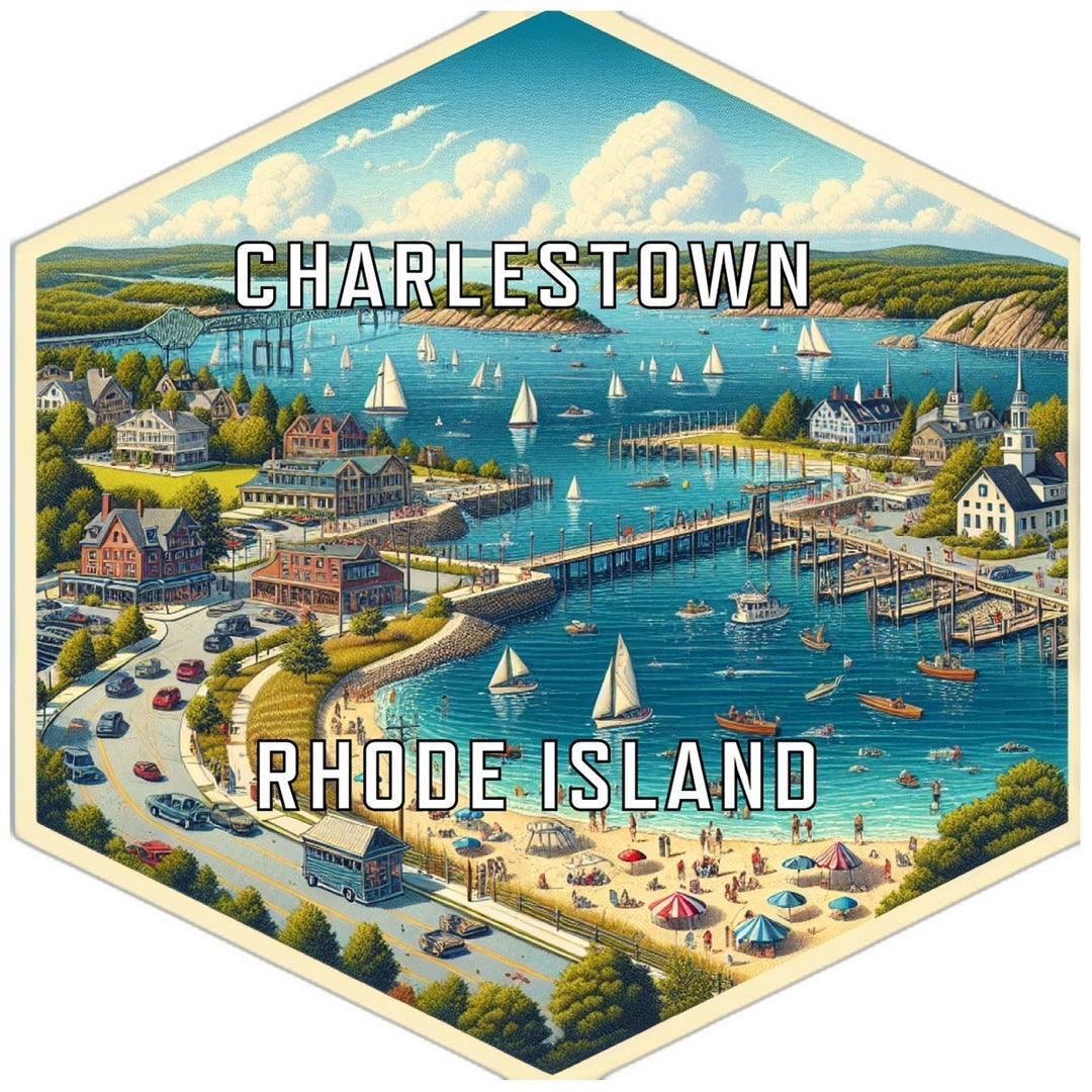 Charlestown Rhode Island Souvenir Travel Destination Die Cut Hexagon Fridge Magnet Image 1