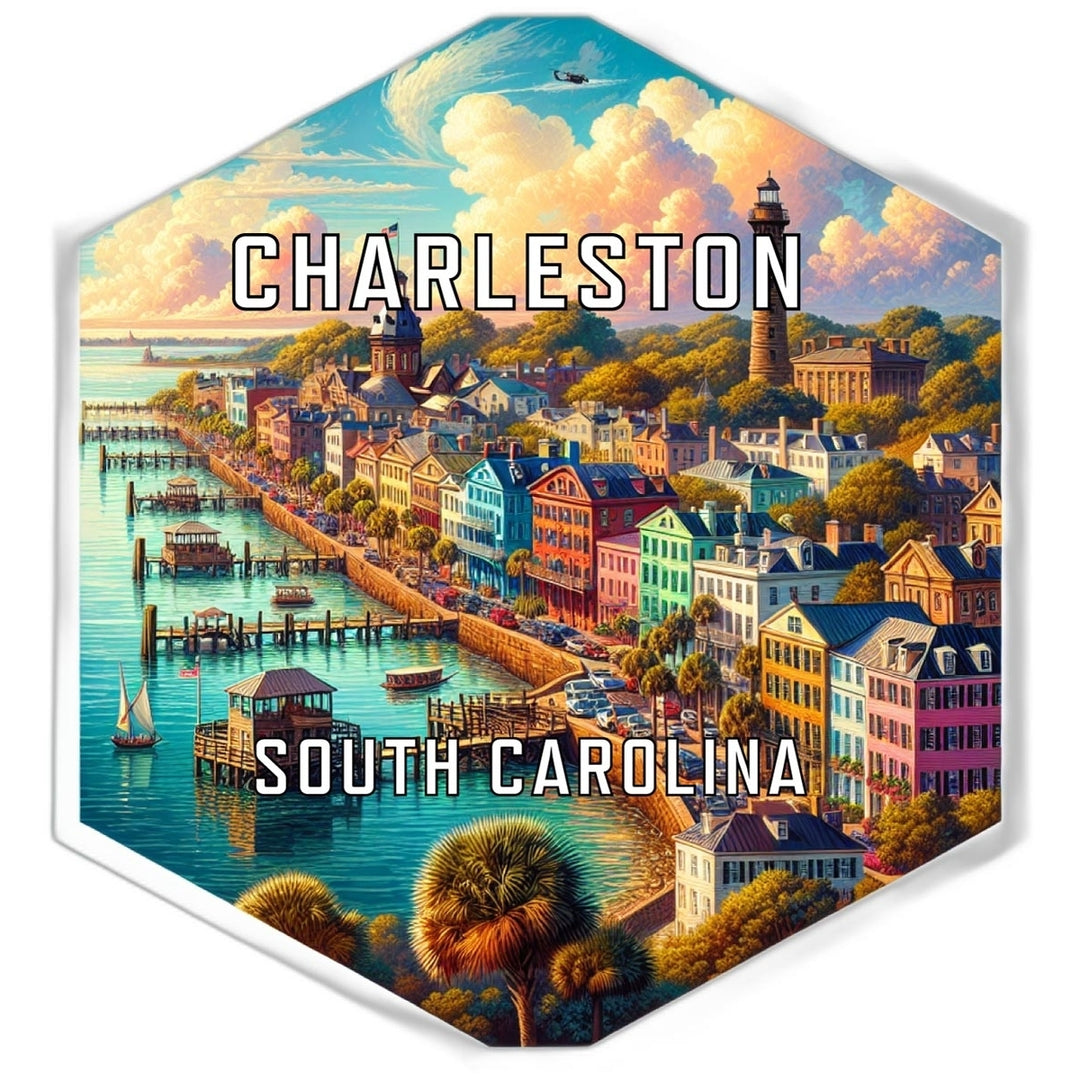 Charleston South Carolina Souvenir Travel Destination Die Cut Hexagon Fridge Magnet Image 1