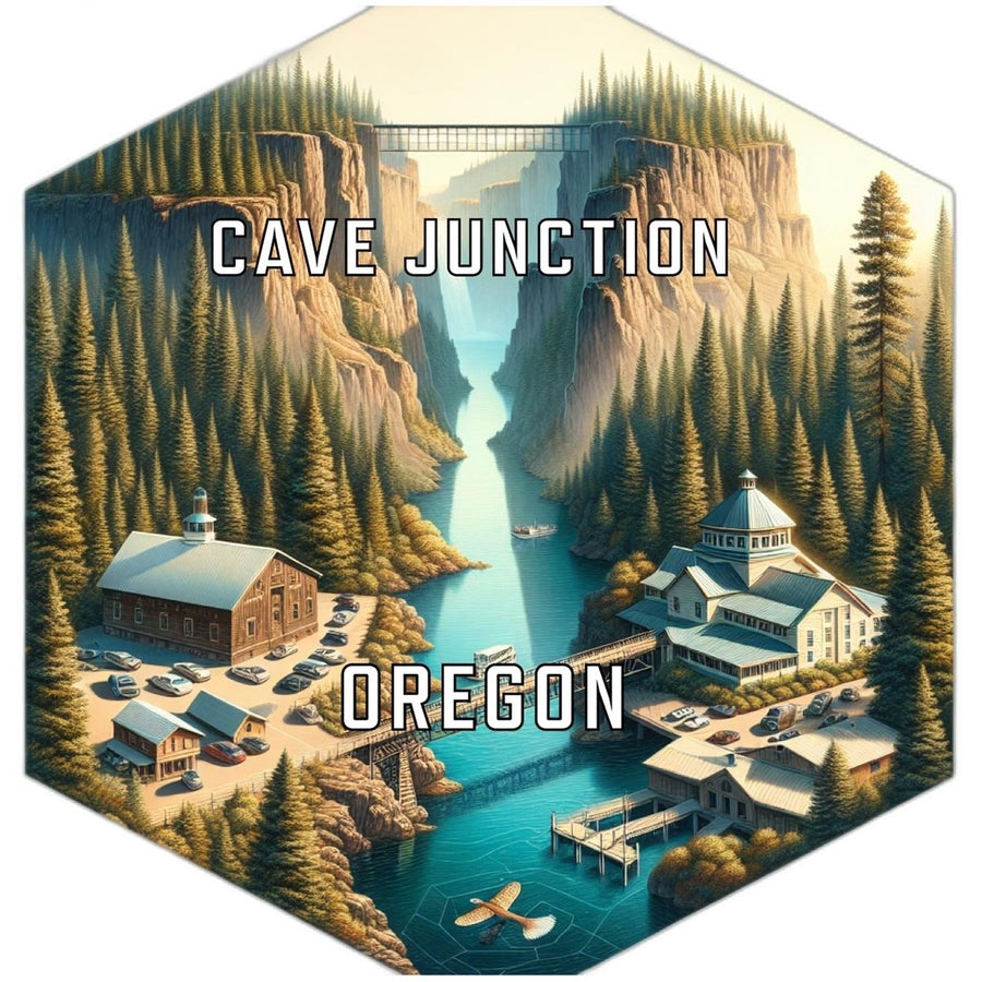 Cave Junction Oregon Souvenir Travel Destination Die Cut Hexagon Fridge Magnet Image 1