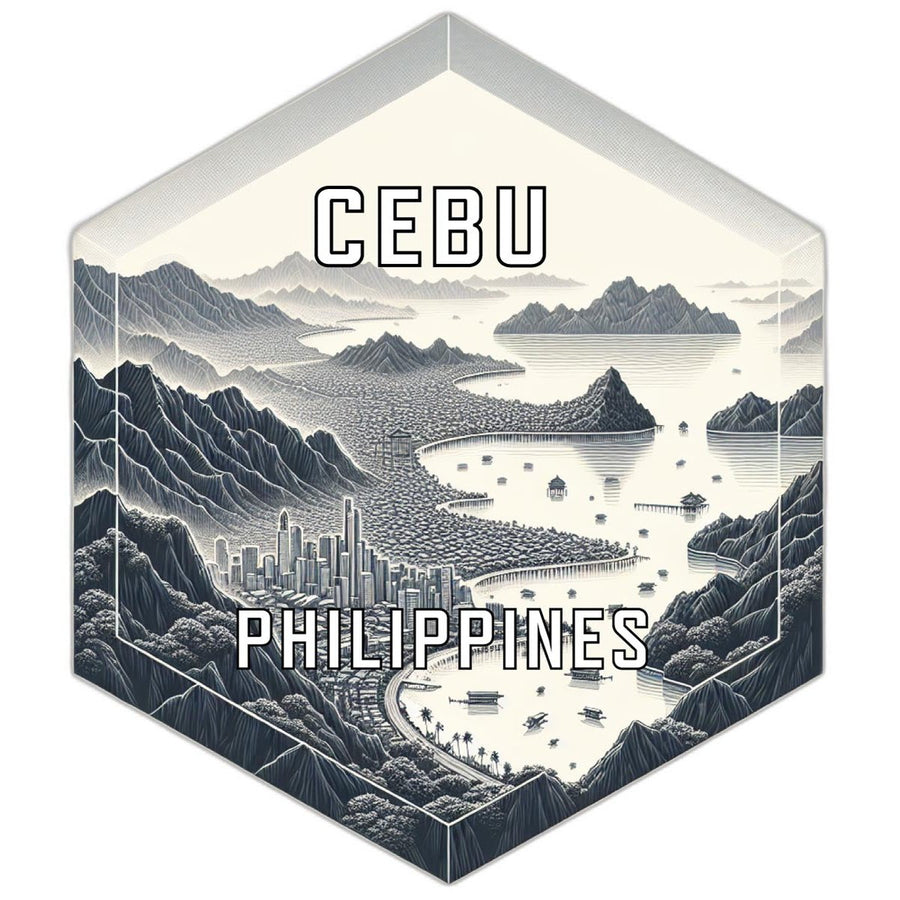 Cebu Philippines Souvenir Travel Destination Die Cut Hexagon Fridge Magnet Image 1