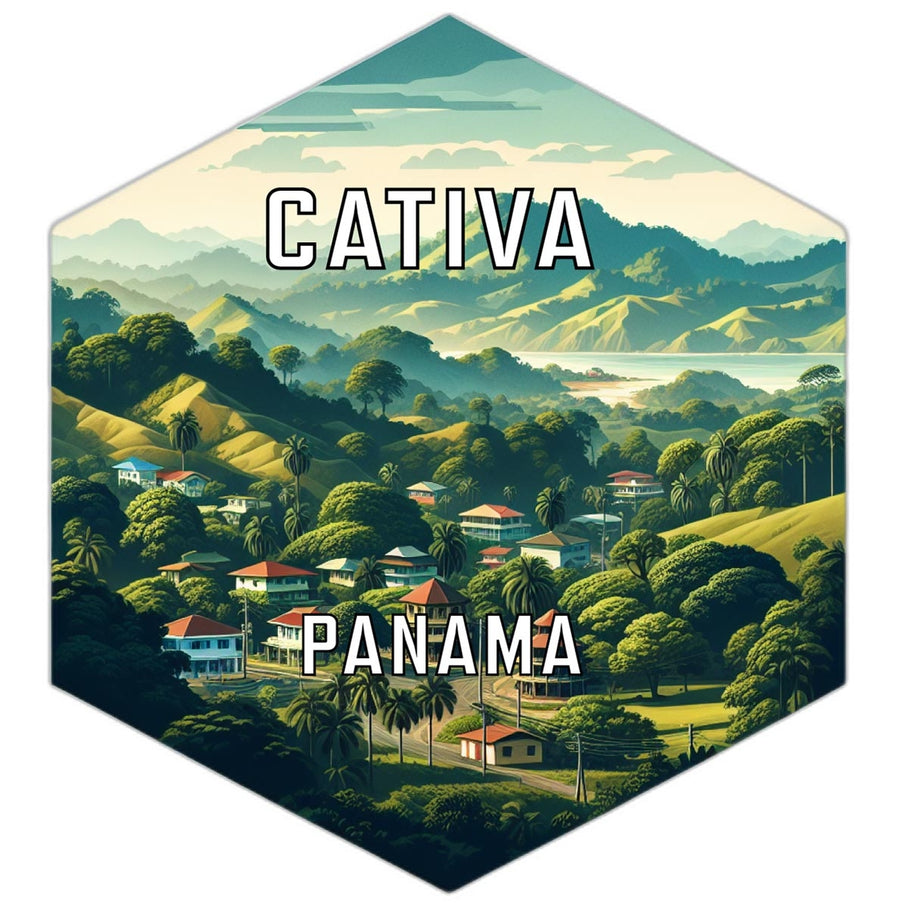 Cativa Panama Souvenir Travel Destination Die Cut Hexagon Fridge Magnet Image 1