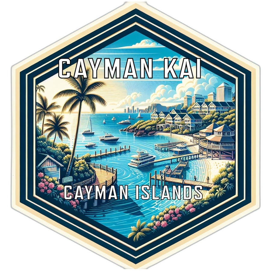 Cayman Kai Cayman Islands Souvenir Travel Destination Die Cut Hexagon Fridge Magnet Image 1