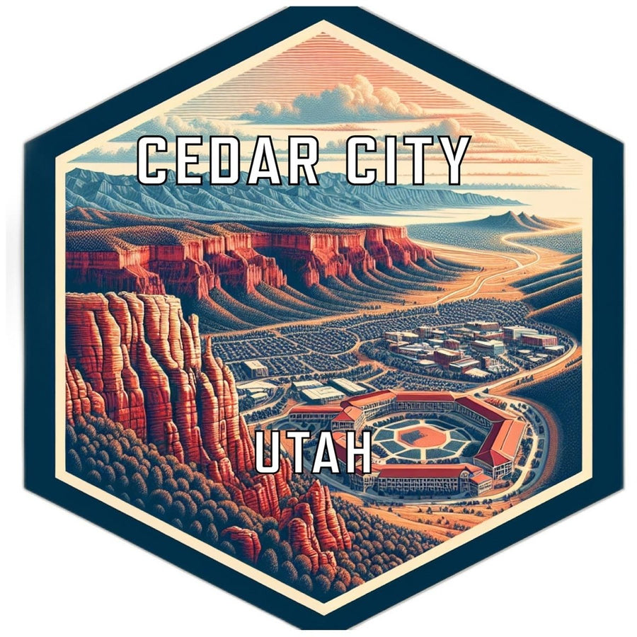 Cedar City Utah Souvenir Travel Destination Die Cut Hexagon Fridge Magnet Image 1