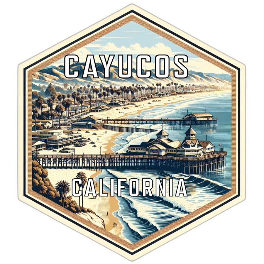 Cayucos California Souvenir Travel Destination Die Cut Hexagon Fridge Magnet Image 1